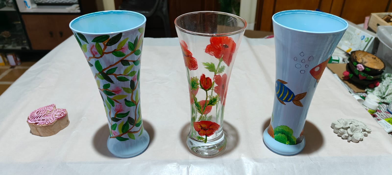 Acrylic Paint On Glass Flower Vase